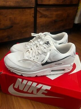 Nike White Sneakers with Black Accents